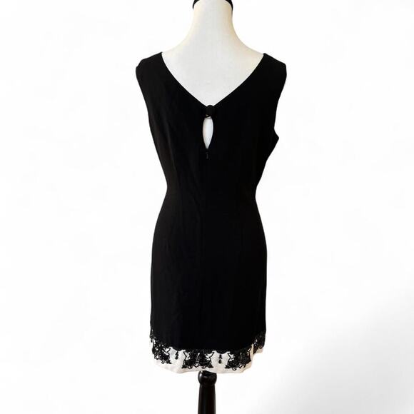 vintage y2k carole Little‎ Black Mini Beaded trim Embroidered Dress size 10. - Picture 4 of 6